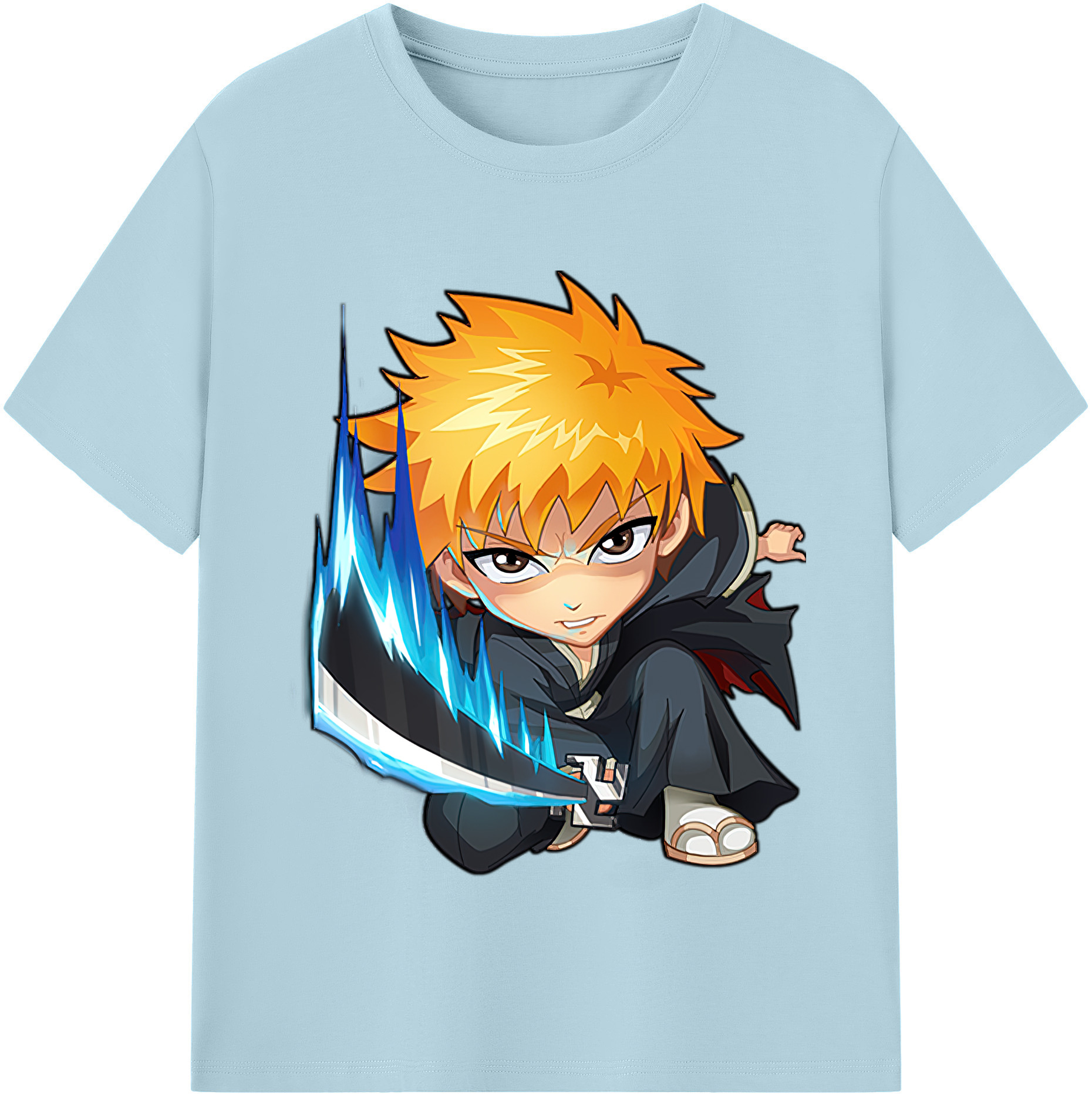 （画像用） ブリーチ 黒崎一護（くろさき いちご）BLEACH Kurosaki Ichigo 綿100％半袖Tシャツ（フロントプリント）